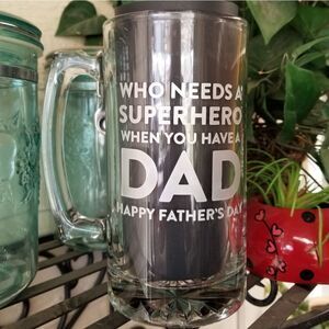 Father's‎ Day Custom Glass Etched Mug 26oz Dad NEW